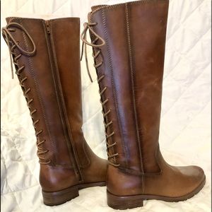 Leather Knee High Lace Up Boots